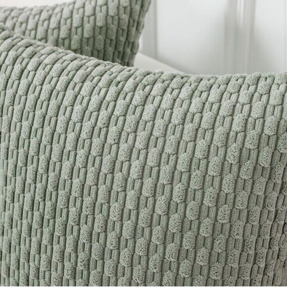 Throw Pillow Covers Soft Corduroy Decorative 21x21in Set Of 2 Grayish Green - Picture 3 of 6